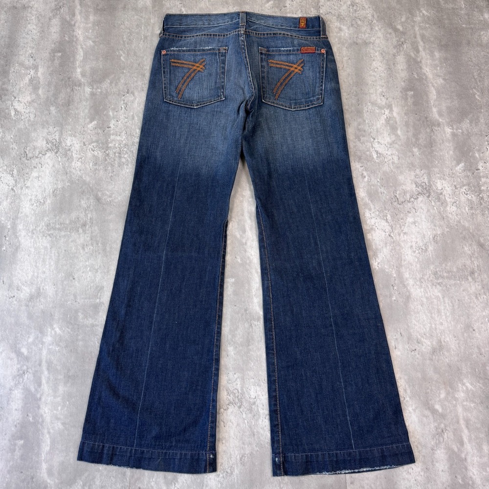7 For All Mankind Dojo Jeans Women's 29 Dark Wash Flare Leg Seven Casual Y2K
